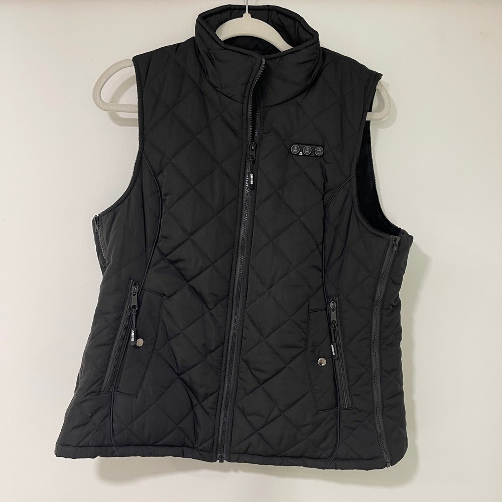 Arris Heated Quilted Vest Women Medium Black Fleece Lined USB | Gorpcore‎